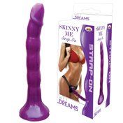 Skinny Me Dildo W/Harness  7in  Purple