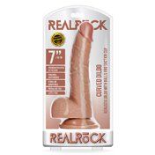 RealRock 7in Curved Dildo W/Balls Tan