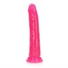 Realrock GITD Slim 7in Dildo Neon Pink