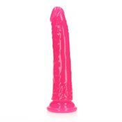 Realrock GITD Slim 7in Dildo Neon Pink