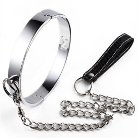 SM Metal Stainless Steel Neck Collar BDSM Sexy Leash Ring Chain Slave Bondage Toys Role Play Erotic Sex Toys For Women Men (Style: M)