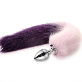 Metal Feather Anal Toys Fox Tail Anal Plug Erotic Anus Toy Butt Plug Sex Toys for Woman and Men Sexy Butt Plug Adult Accessories (Color: Pink Purple)